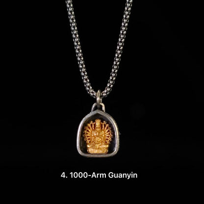 Handmade 925 Silver 24k Gold Gau Box Pendant, Vintage 8 Guardian Buddhas Amulet, Sacred Tibetan Protection Locket Jewelry Gift