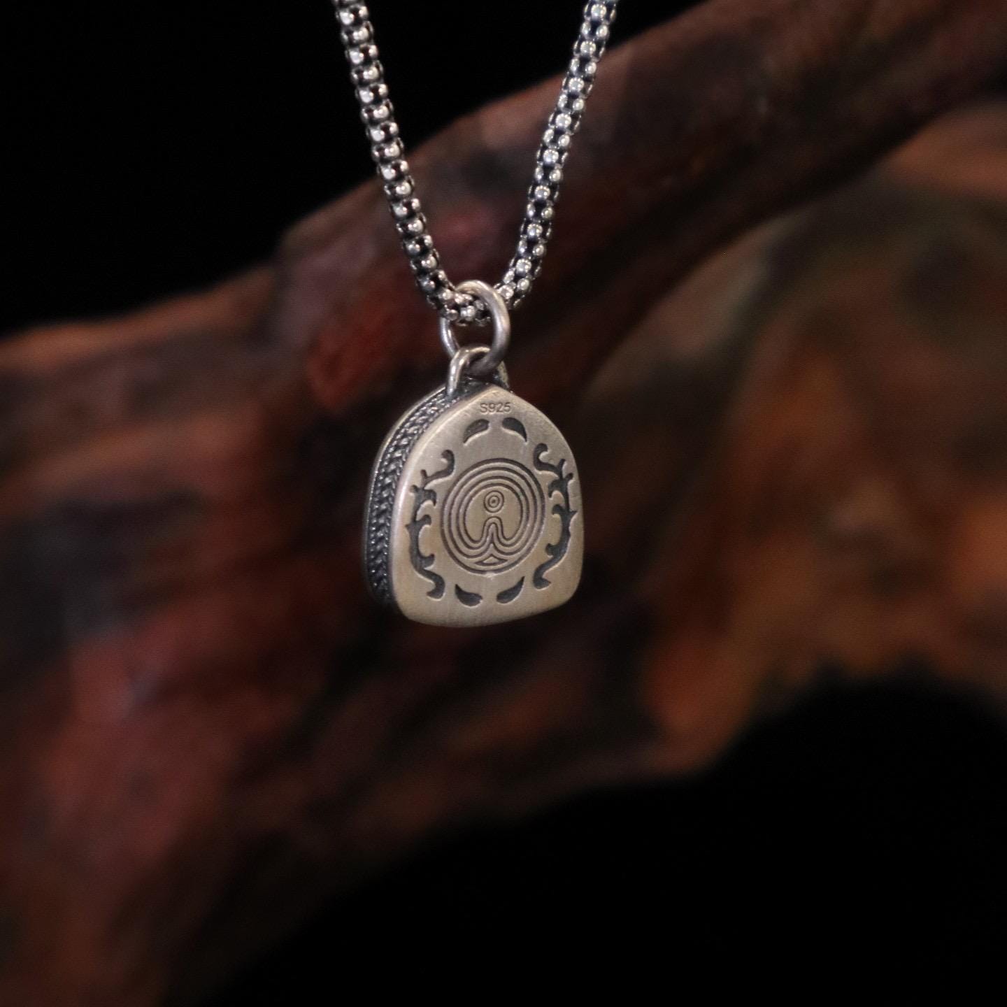 Handmade 925 Silver 24k Gold Gau Box Pendant, Vintage 8 Guardian Buddhas Amulet, Sacred Tibetan Protection Locket Jewelry Gift