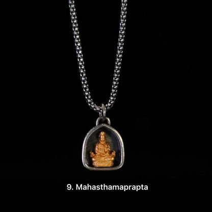 Handmade 925 Silver 24k Gold Gau Box Pendant, Vintage 8 Guardian Buddhas Amulet, Sacred Tibetan Protection Locket Jewelry Gift