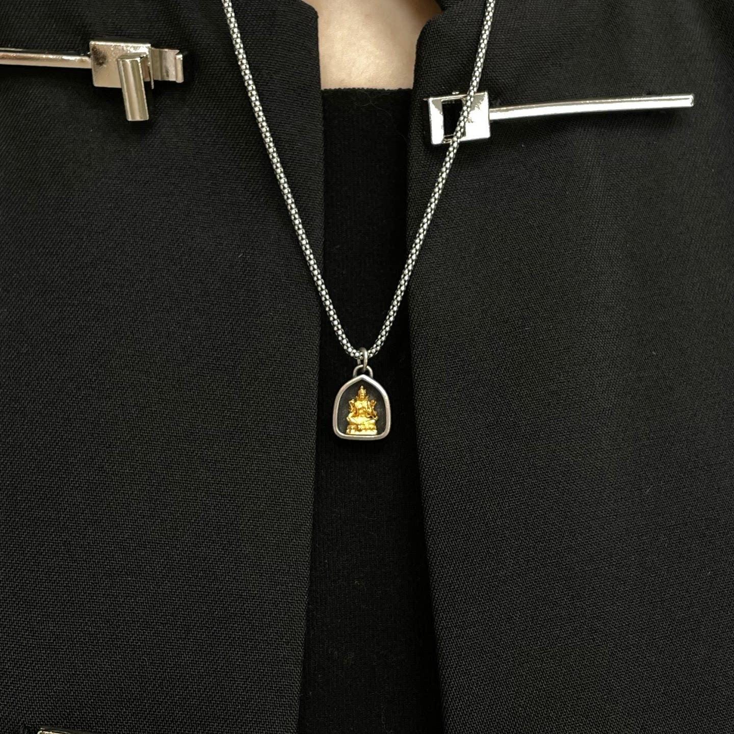 Handmade 925 Silver 24k Gold Gau Box Pendant, Vintage 8 Guardian Buddhas Amulet, Sacred Tibetan Protection Locket Jewelry Gift