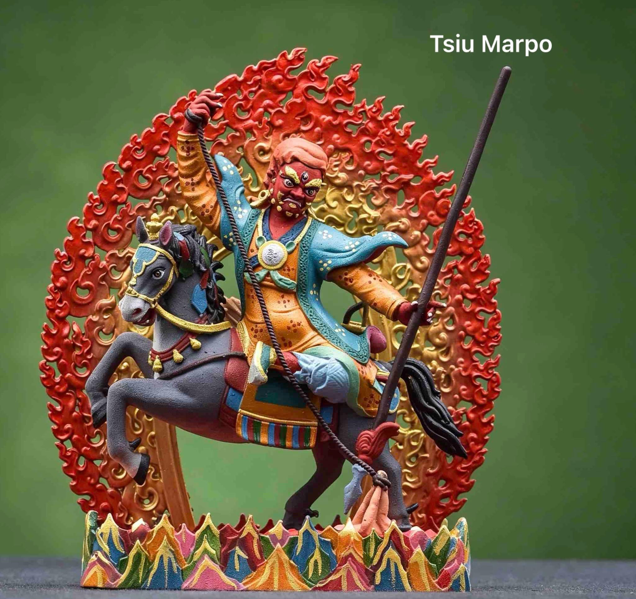 Painted Solid Copper Hayagriva Statue 15cm, Handcrafted Tibetan Buddhist Wrathful Guardian Deity, Vajrayana Altar Decor Gift