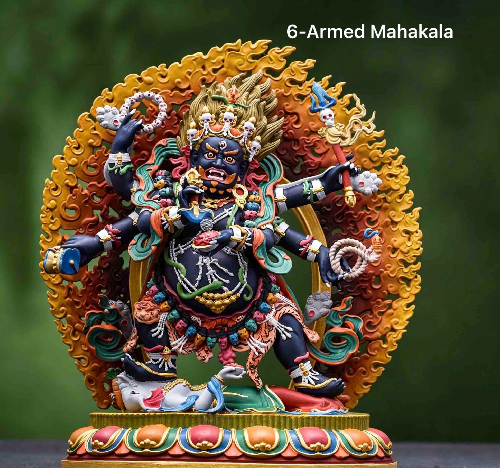 Painted Solid Copper Hayagriva Statue 15cm, Handcrafted Tibetan Buddhist Wrathful Guardian Deity, Vajrayana Altar Decor Gift