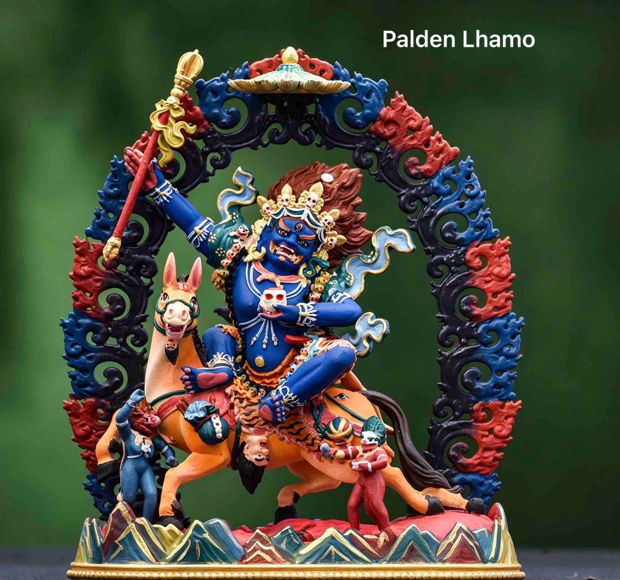Painted Solid Copper Hayagriva Statue 15cm, Handcrafted Tibetan Buddhist Wrathful Guardian Deity, Vajrayana Altar Decor Gift