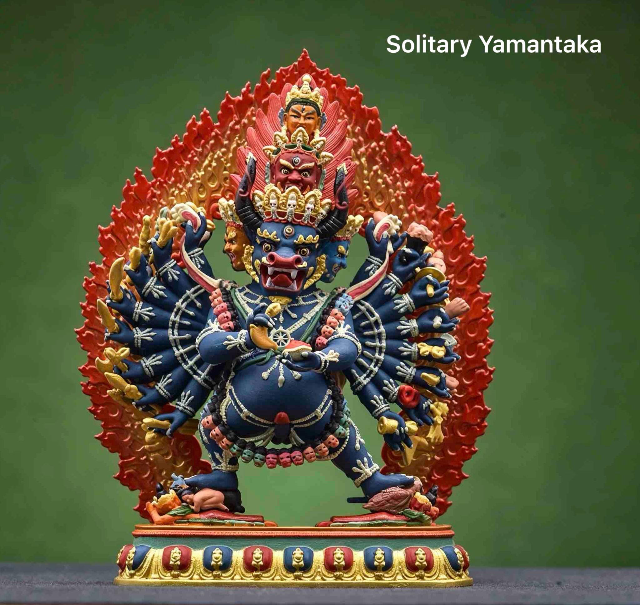 Painted Solid Copper Hayagriva Statue 15cm, Handcrafted Tibetan Buddhist Wrathful Guardian Deity, Vajrayana Altar Decor Gift
