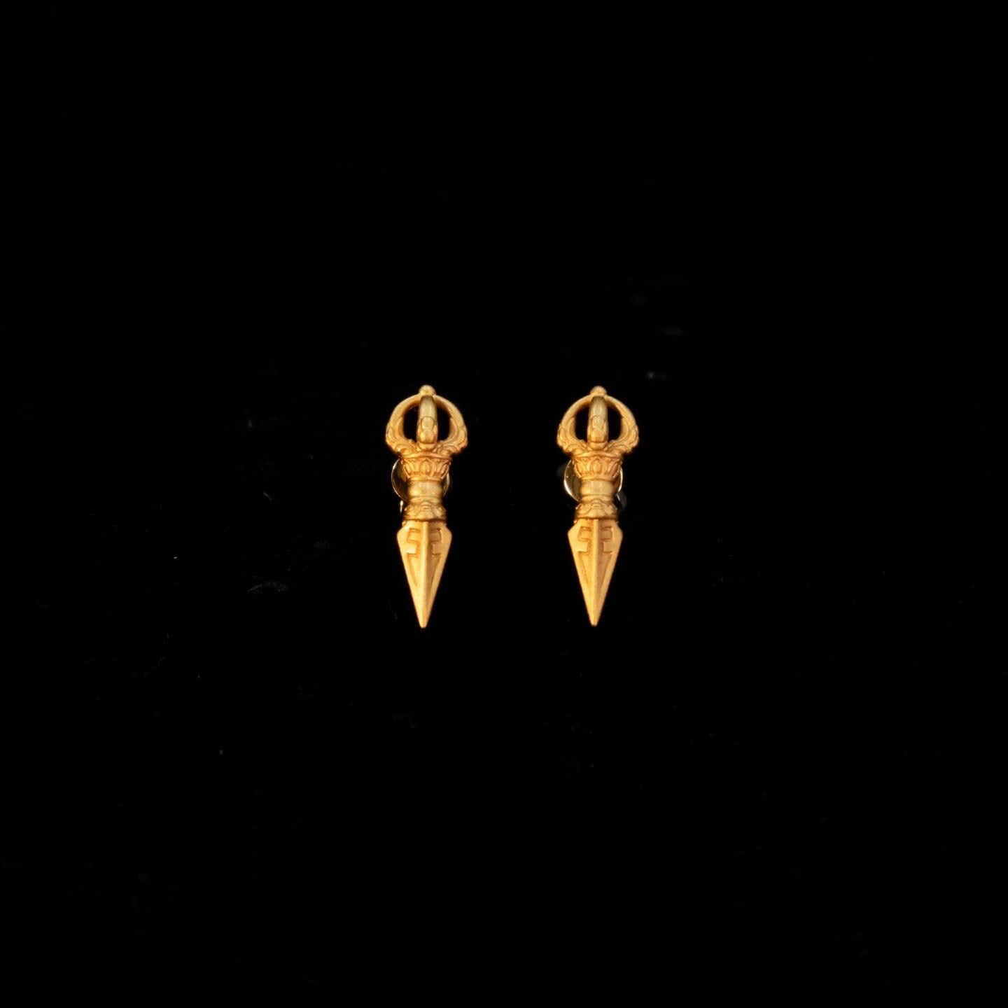 Handmade 925 Silver Gold Buddha Hand Earrings, Dainty Tibetan Mudra Studs, Hypoallergenic Asian Ethnic Jewelry, Gift for Her