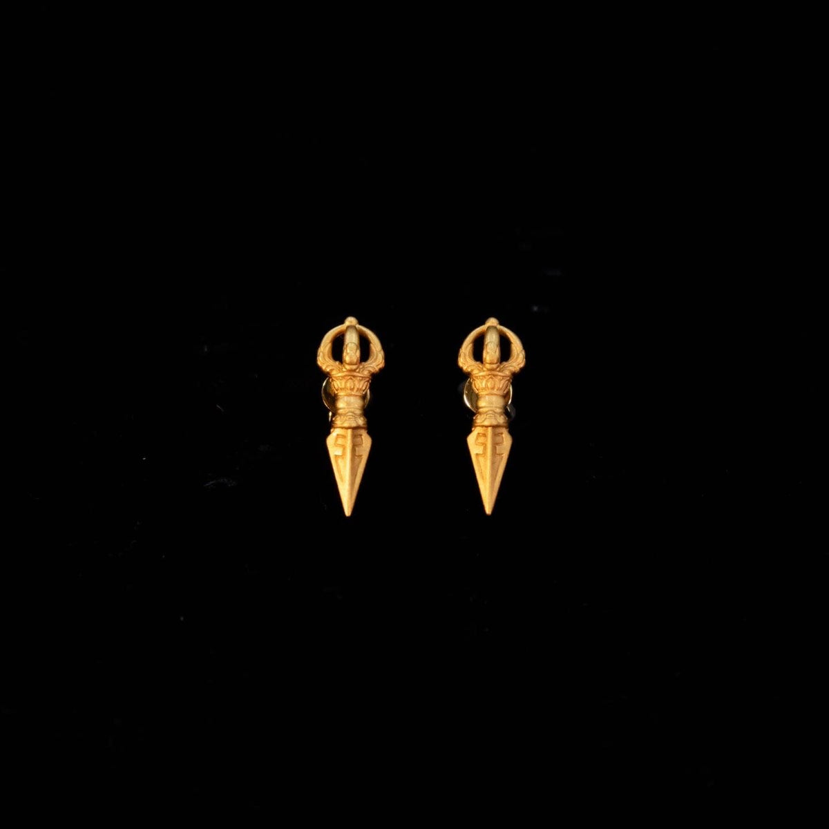 Handmade 925 Silver Gold Buddha Hand Earrings, Dainty Tibetan Mudra Studs, Hypoallergenic Asian Ethnic Jewelry, Gift for Her