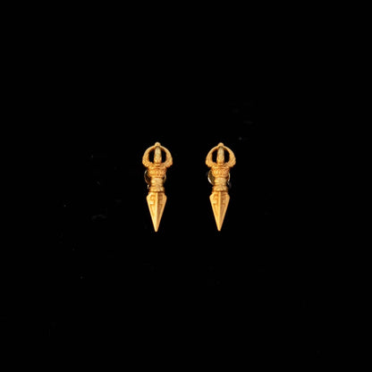 Handmade 925 Silver Gold Buddha Hand Earrings, Dainty Tibetan Mudra Studs, Hypoallergenic Asian Ethnic Jewelry, Gift for Her
