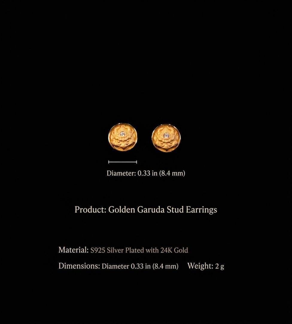 Handmade 925 Silver Gold Buddha Hand Earrings, Dainty Tibetan Mudra Studs, Hypoallergenic Asian Ethnic Jewelry, Gift for Her