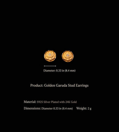 Handmade 925 Silver Gold Buddha Hand Earrings, Dainty Tibetan Mudra Studs, Hypoallergenic Asian Ethnic Jewelry, Gift for Her