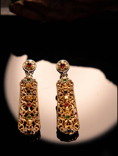 Handmade 925 Silver Gold Buddha Hand Earrings, Dainty Tibetan Mudra Studs, Hypoallergenic Asian Ethnic Jewelry, Gift for Her