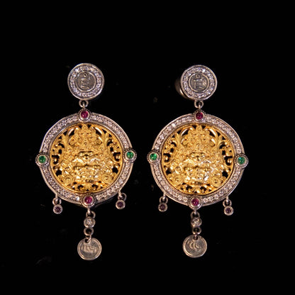 Handmade 925 Silver Gold Buddha Hand Earrings, Dainty Tibetan Mudra Studs, Hypoallergenic Asian Ethnic Jewelry, Gift for Her