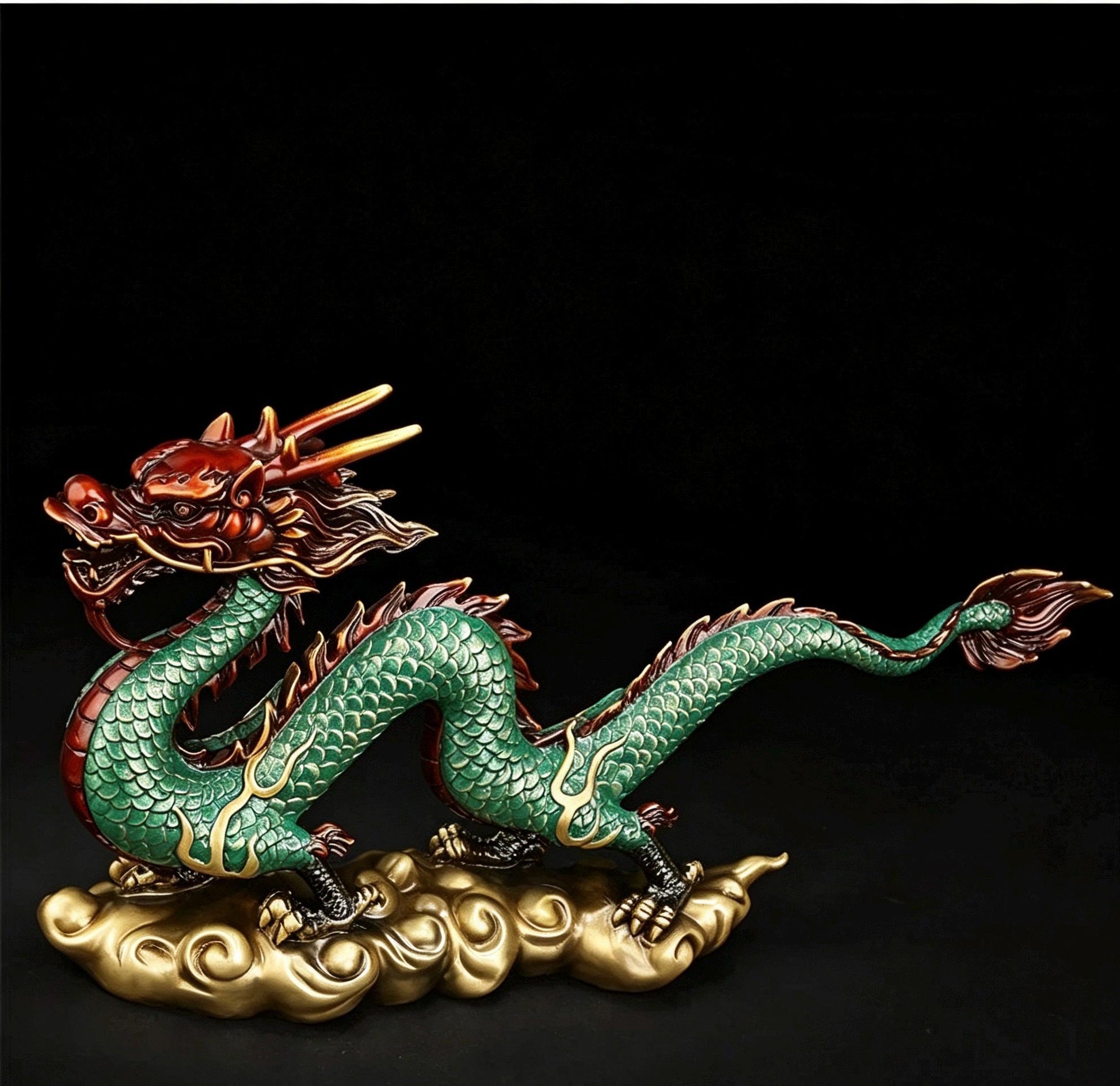 Brass Azure Dragon Statue, Feng Shui Wealth Mascot for Office & Living Room, Business Prosperity Decor Gift