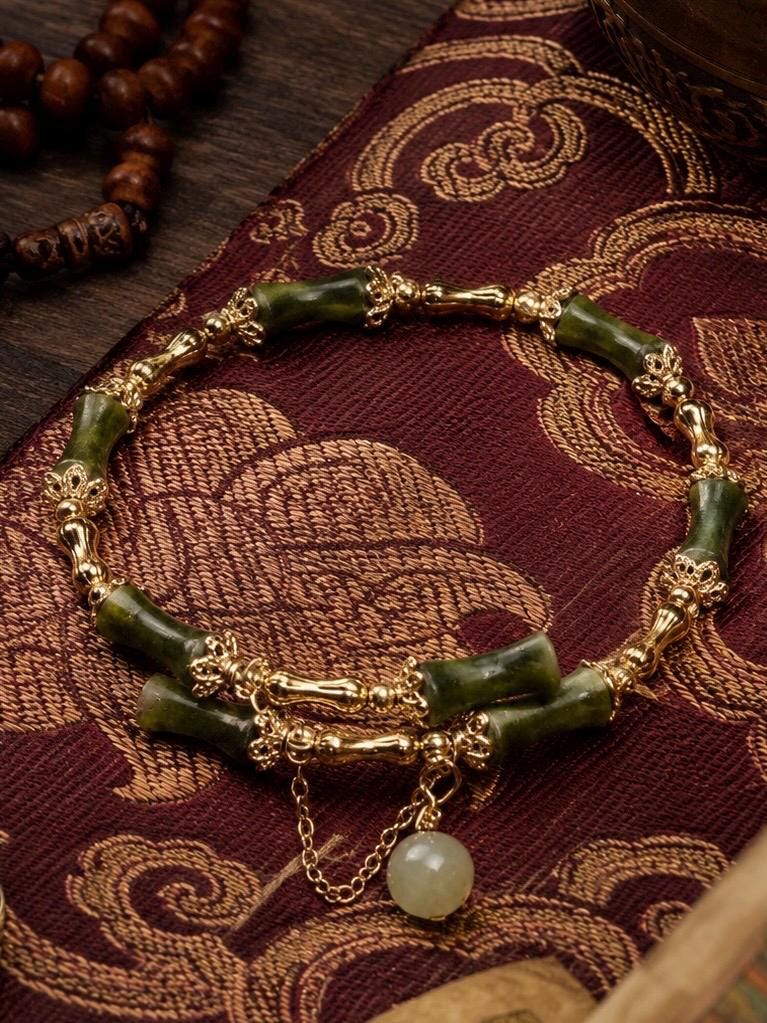 EverestArtStudios Bamboo Jade Bracelet – Symbol of Growth, Prosperity & Good Fortune