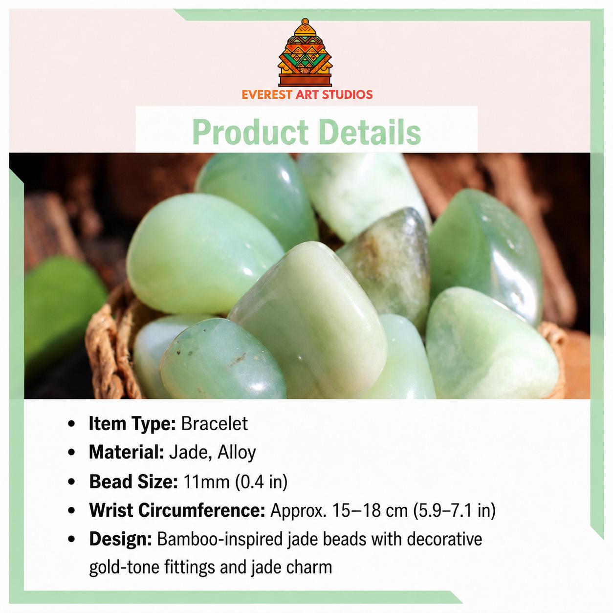 EverestArtStudios Bamboo Jade Bracelet – Symbol of Growth, Prosperity & Good Fortune