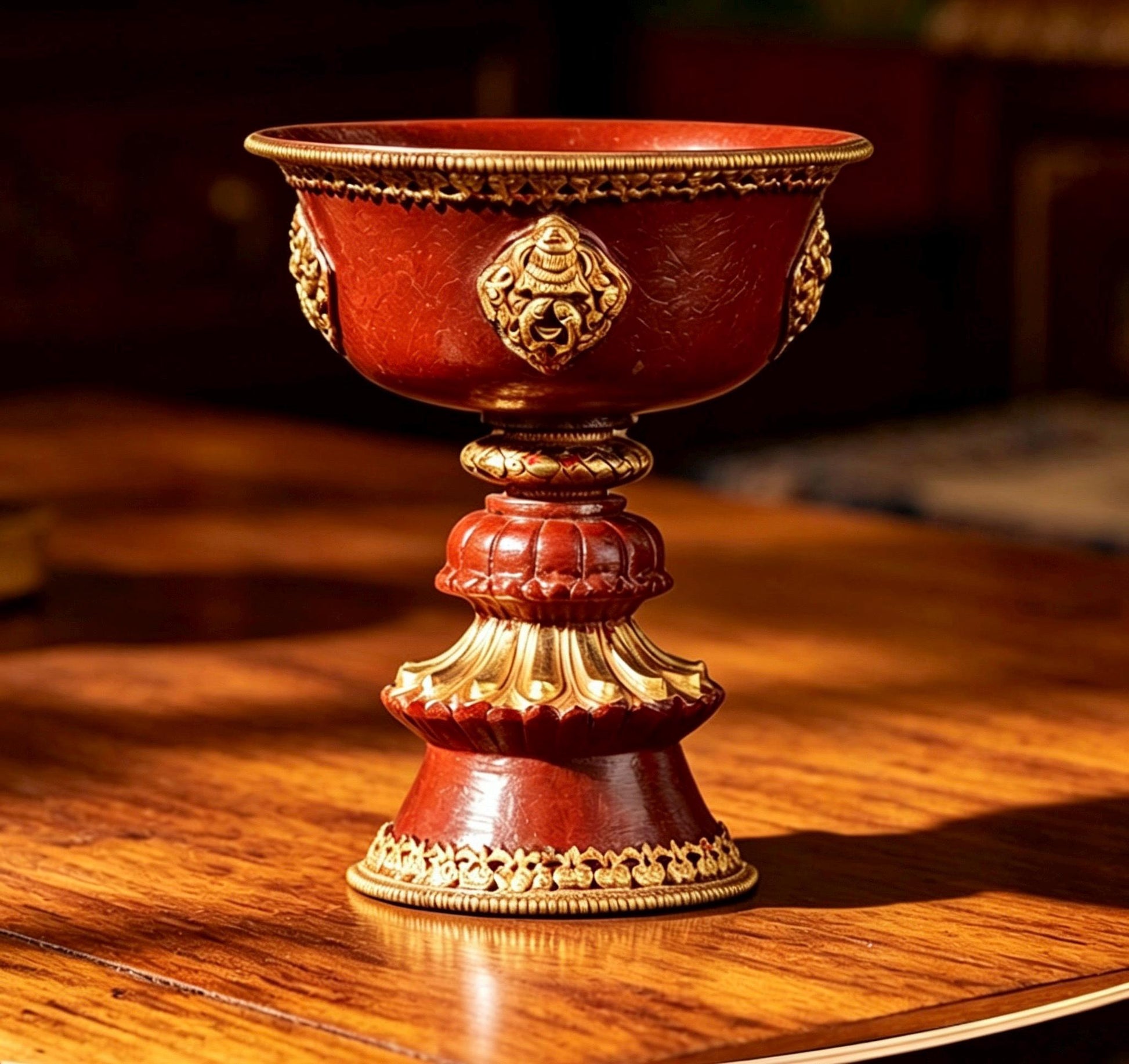 Nepalese Brass Tibetan Butter Lamp Holder, Carved Eight Auspicious Symbols Oil Lamp, Vajrayana Altar Decor Buddhist Blessing Gift