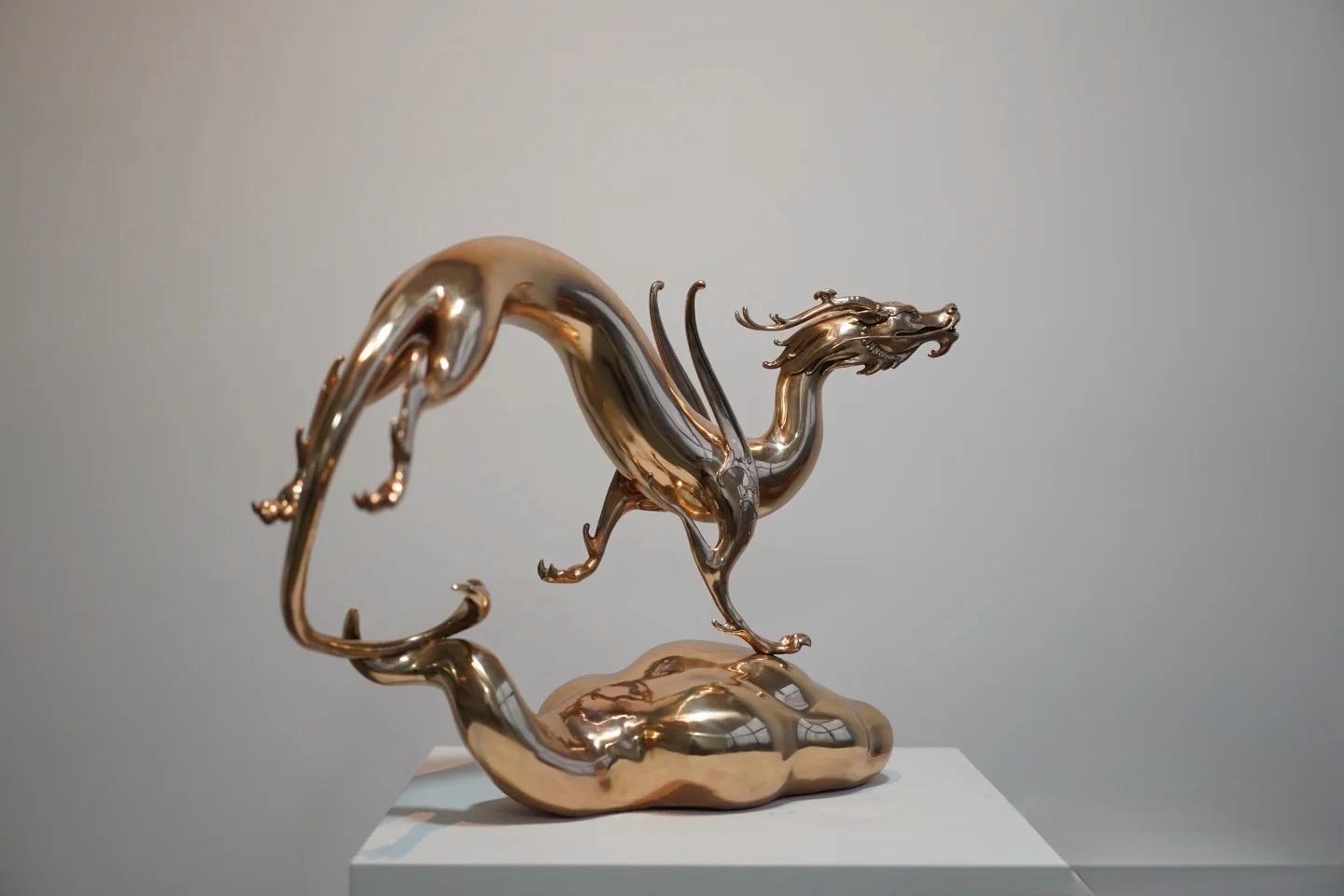 EverestArtStudios Roaming Chinese Dragon Sculpture Hand-Cast Oriental Art Decor