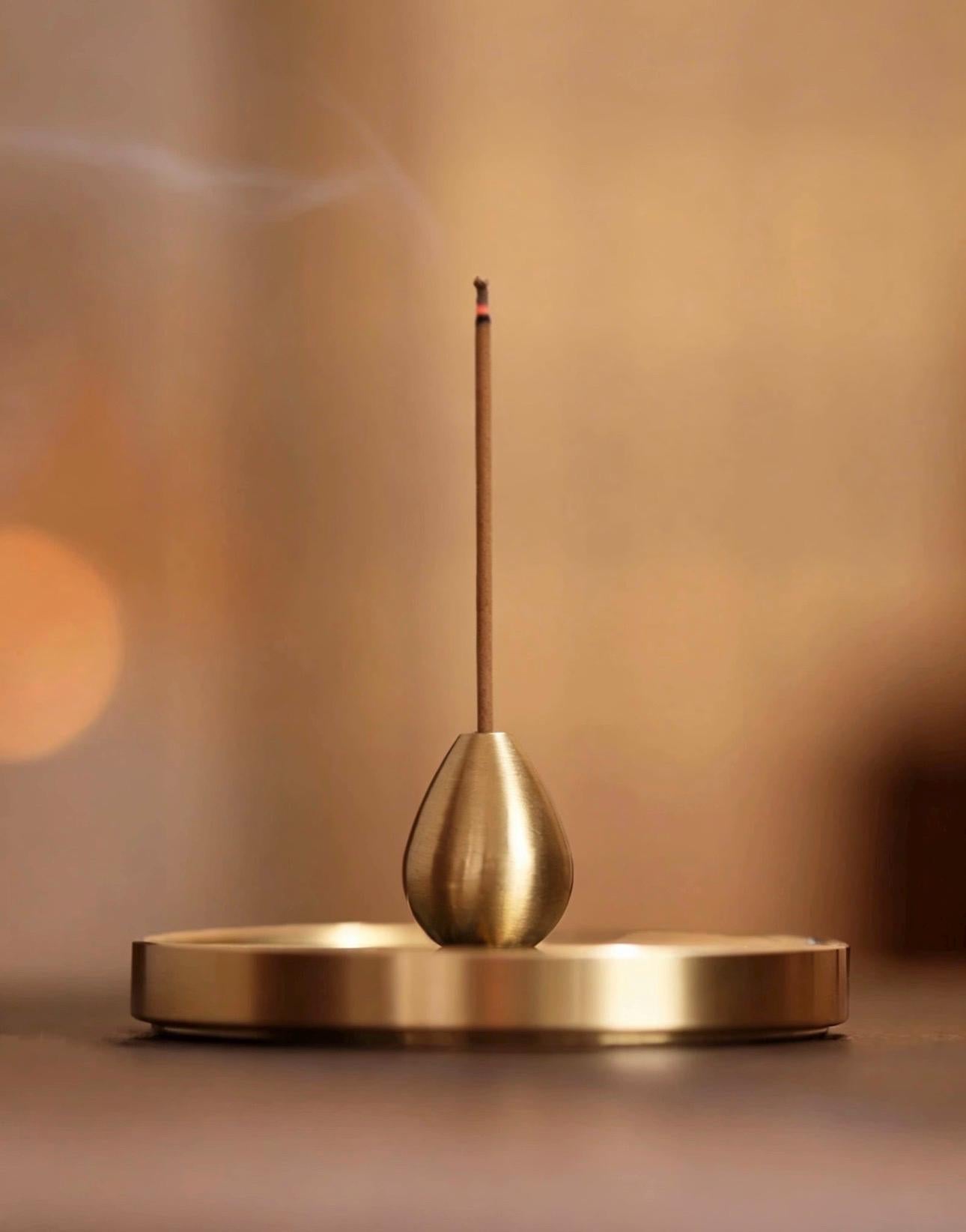 Handmade Lacquerware Incense Plate with Brass Gourd Holder Set, Decorative Incense Ash Catcher, Oriental Incense Burner Gift