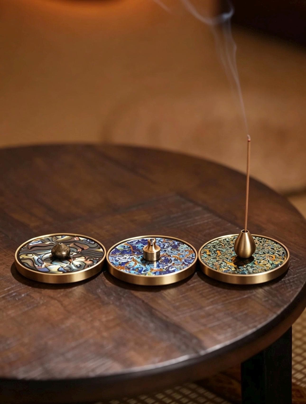 Handmade Lacquerware Incense Plate with Brass Gourd Holder Set, Decorative Incense Ash Catcher, Oriental Incense Burner Gift