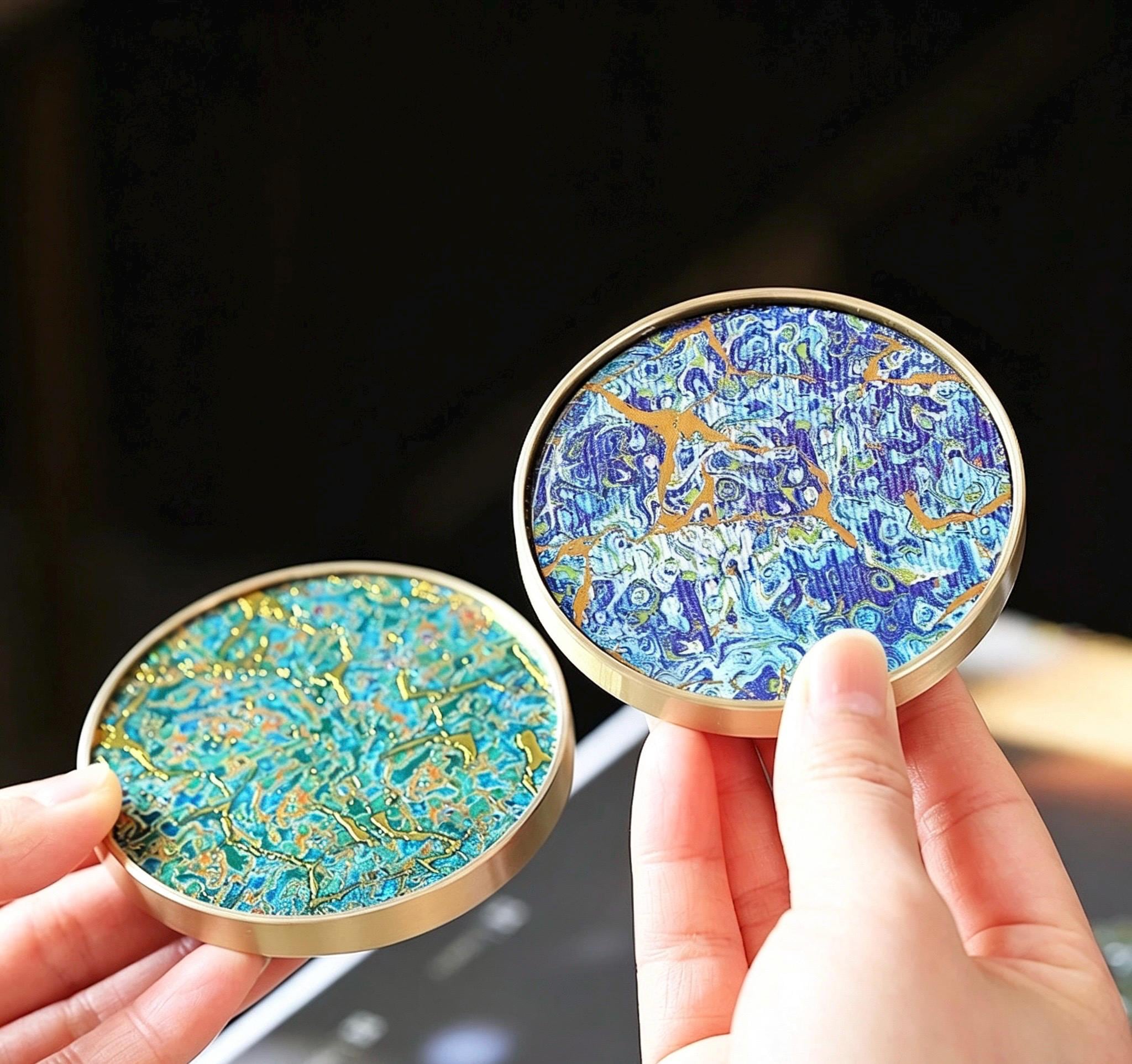 Handmade Lacquerware Incense Plate with Brass Gourd Holder Set, Decorative Incense Ash Catcher, Oriental Incense Burner Gift