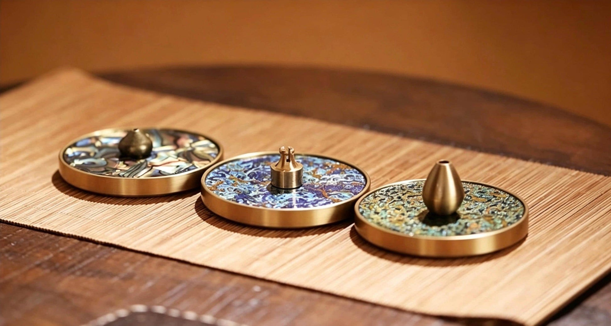 Handmade Lacquerware Incense Plate with Brass Gourd Holder Set, Decorative Incense Ash Catcher, Oriental Incense Burner Gift