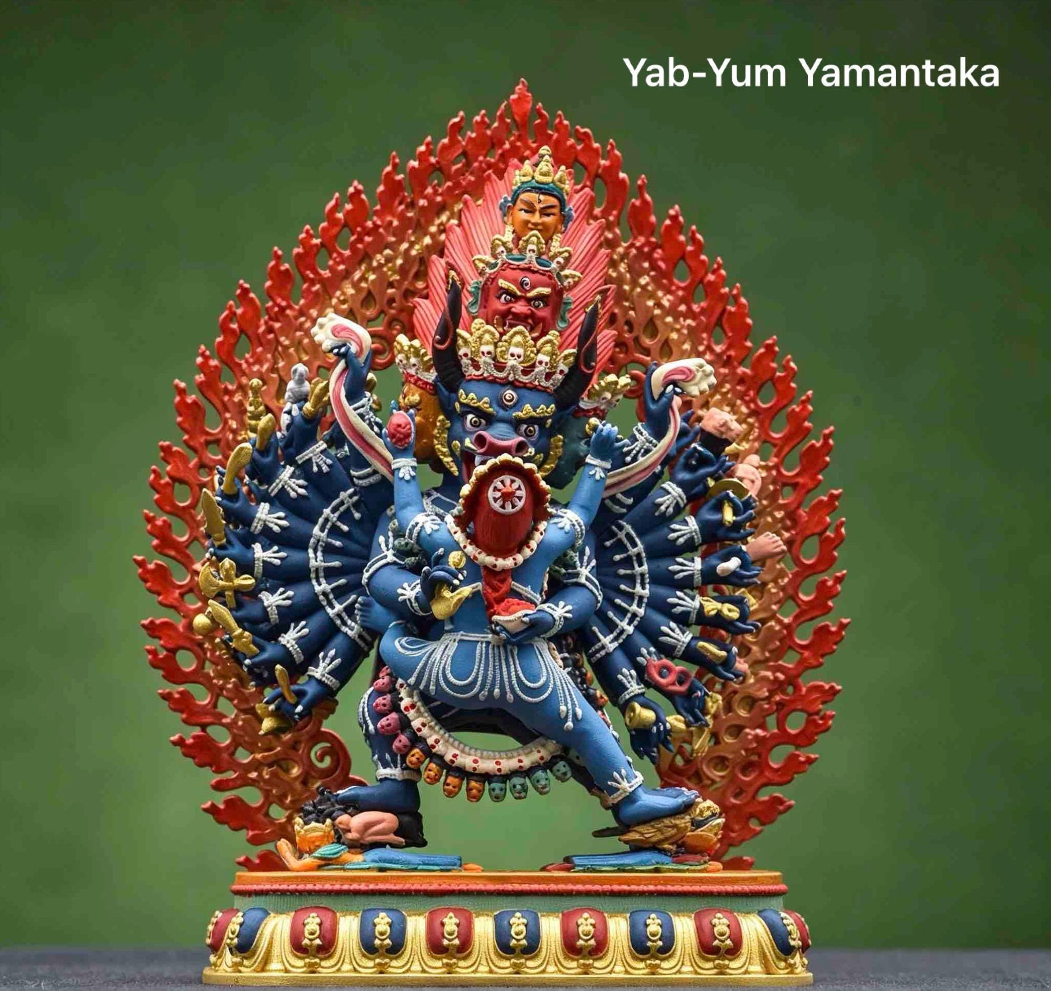 Painted Solid Copper Hayagriva Statue 15cm, Handcrafted Tibetan Buddhist Wrathful Guardian Deity, Vajrayana Altar Decor Gift