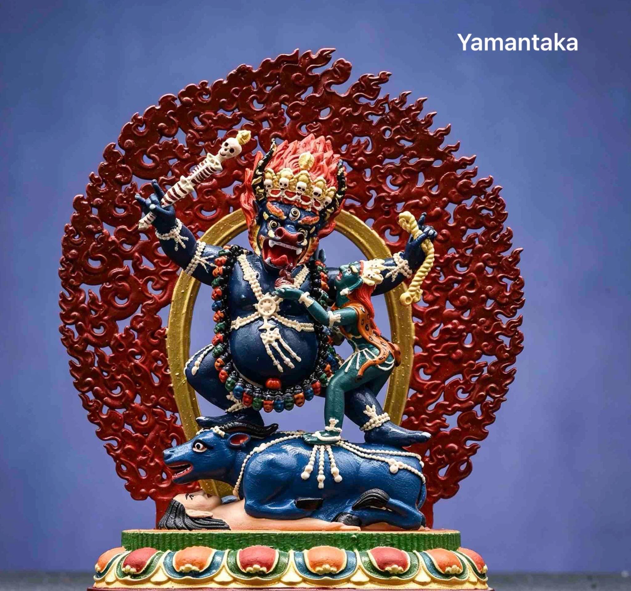 Painted Solid Copper Hayagriva Statue 15cm, Handcrafted Tibetan Buddhist Wrathful Guardian Deity, Vajrayana Altar Decor Gift