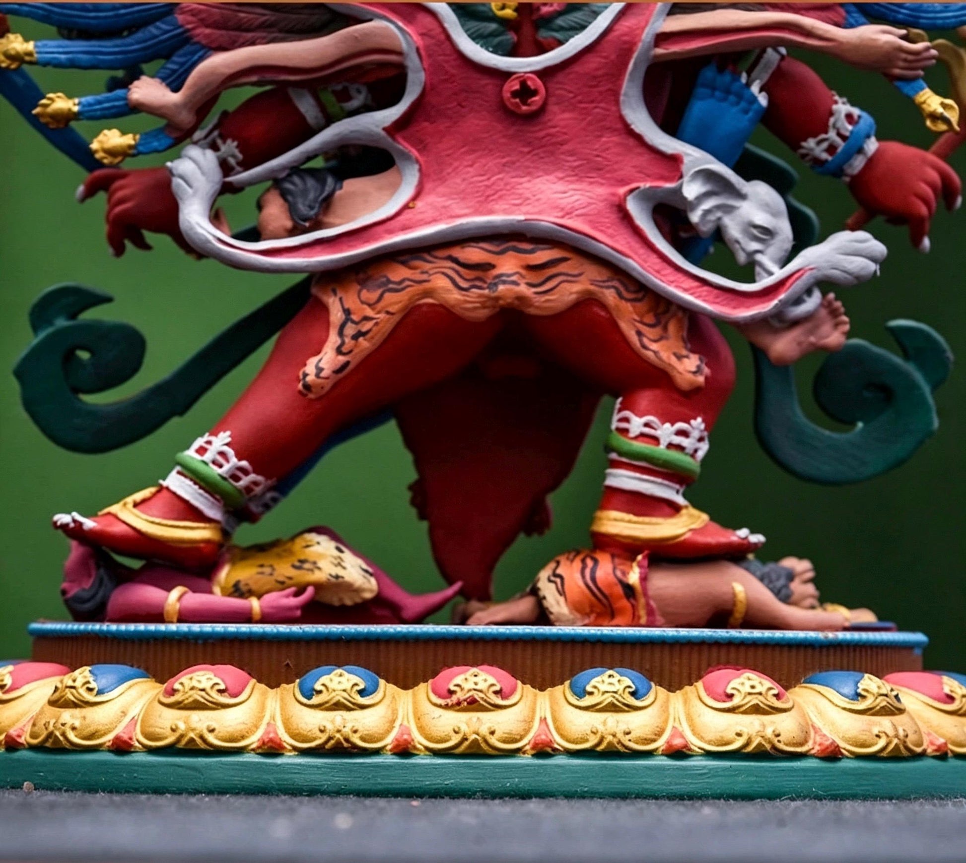 Painted Solid Copper Hayagriva Statue 15cm, Handcrafted Tibetan Buddhist Wrathful Guardian Deity, Vajrayana Altar Decor Gift
