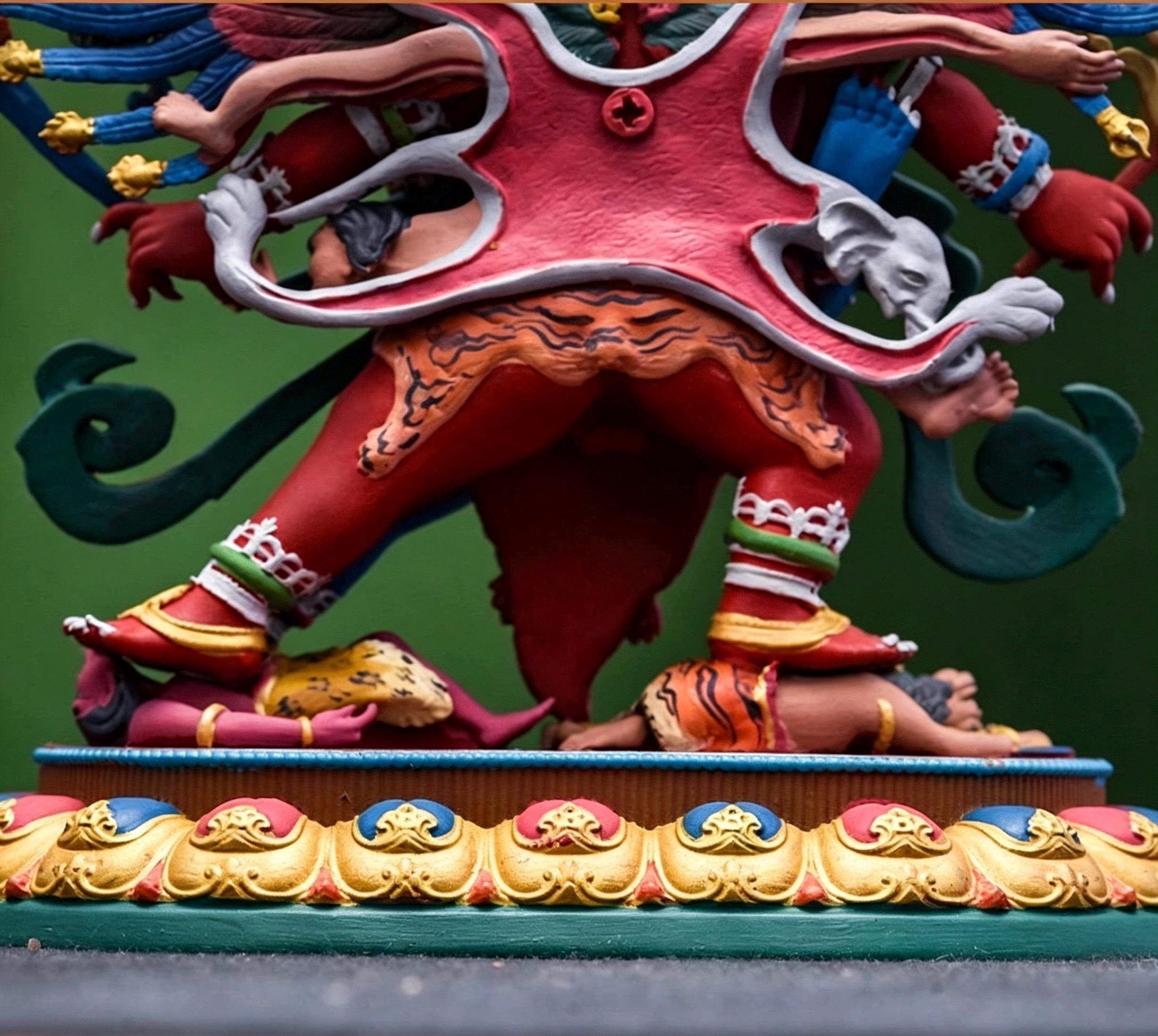 Painted Solid Copper Hayagriva Statue 15cm, Handcrafted Tibetan Buddhist Wrathful Guardian Deity, Vajrayana Altar Decor Gift