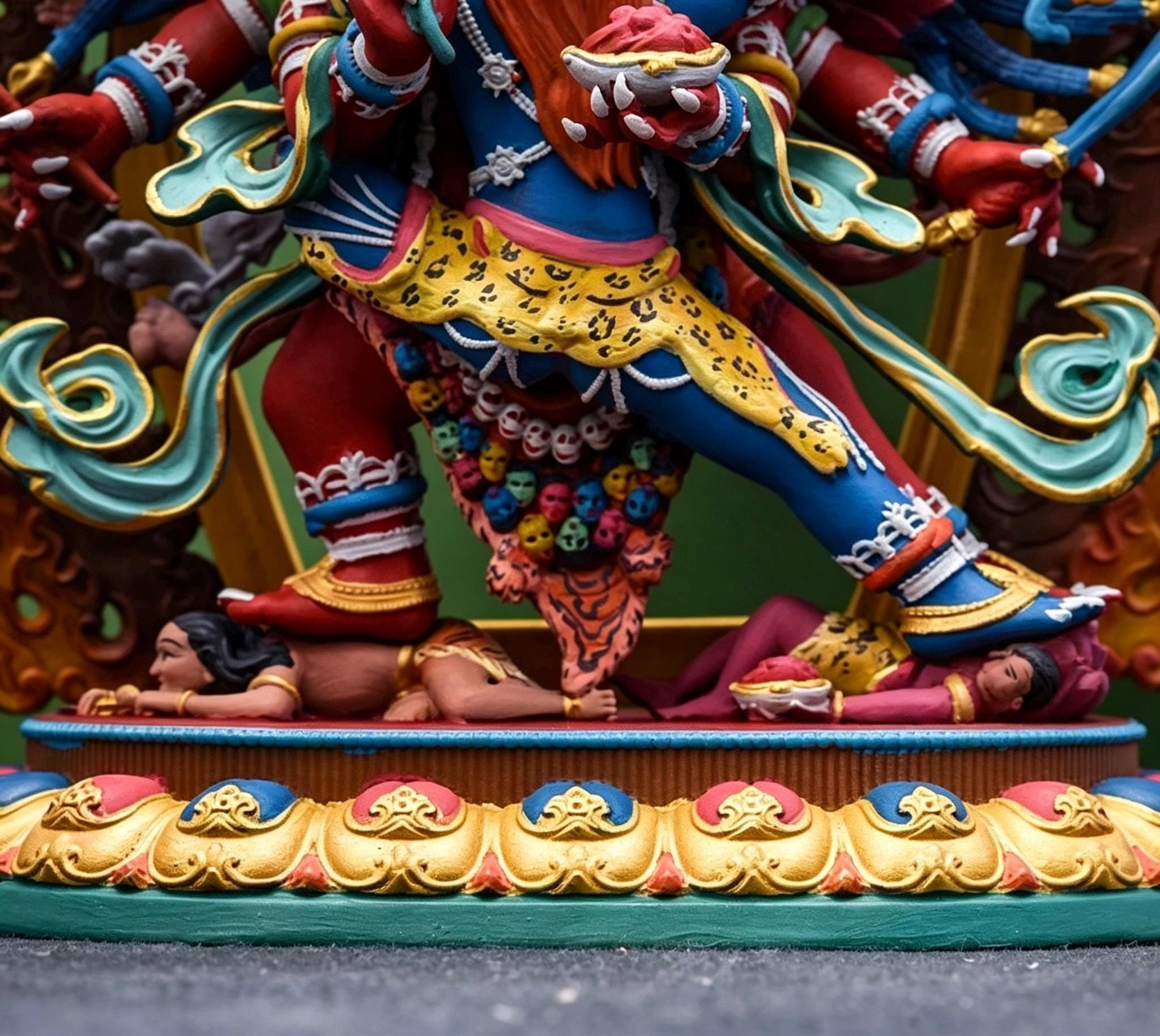 Painted Solid Copper Hayagriva Statue 15cm, Handcrafted Tibetan Buddhist Wrathful Guardian Deity, Vajrayana Altar Decor Gift