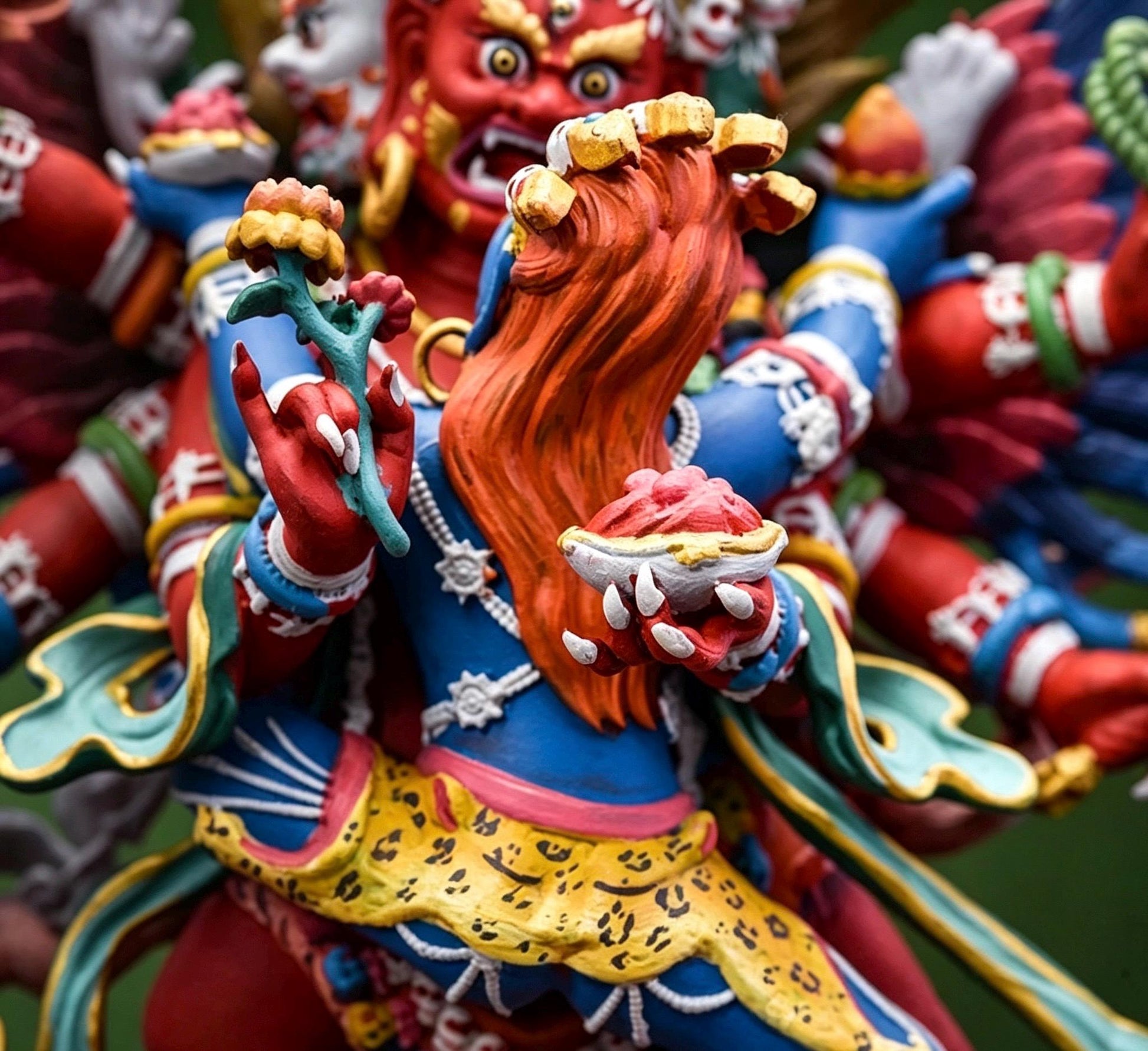 Painted Solid Copper Hayagriva Statue 15cm, Handcrafted Tibetan Buddhist Wrathful Guardian Deity, Vajrayana Altar Decor Gift