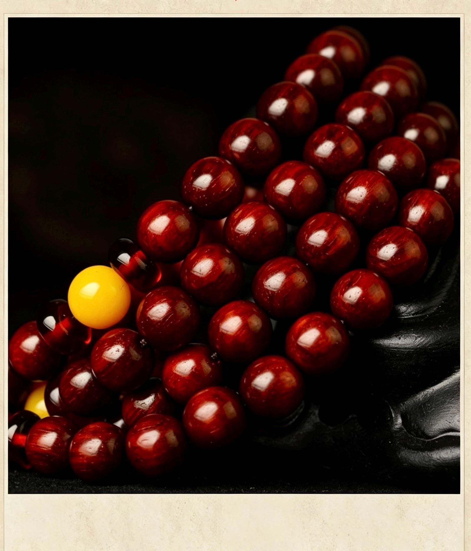 Natural Red Sandalwood 108 Mala Beads Necklace, Indian Lobular Rosewood Prayer Rosary Bracelet, Amber Jade Crystal Gift for Him Her