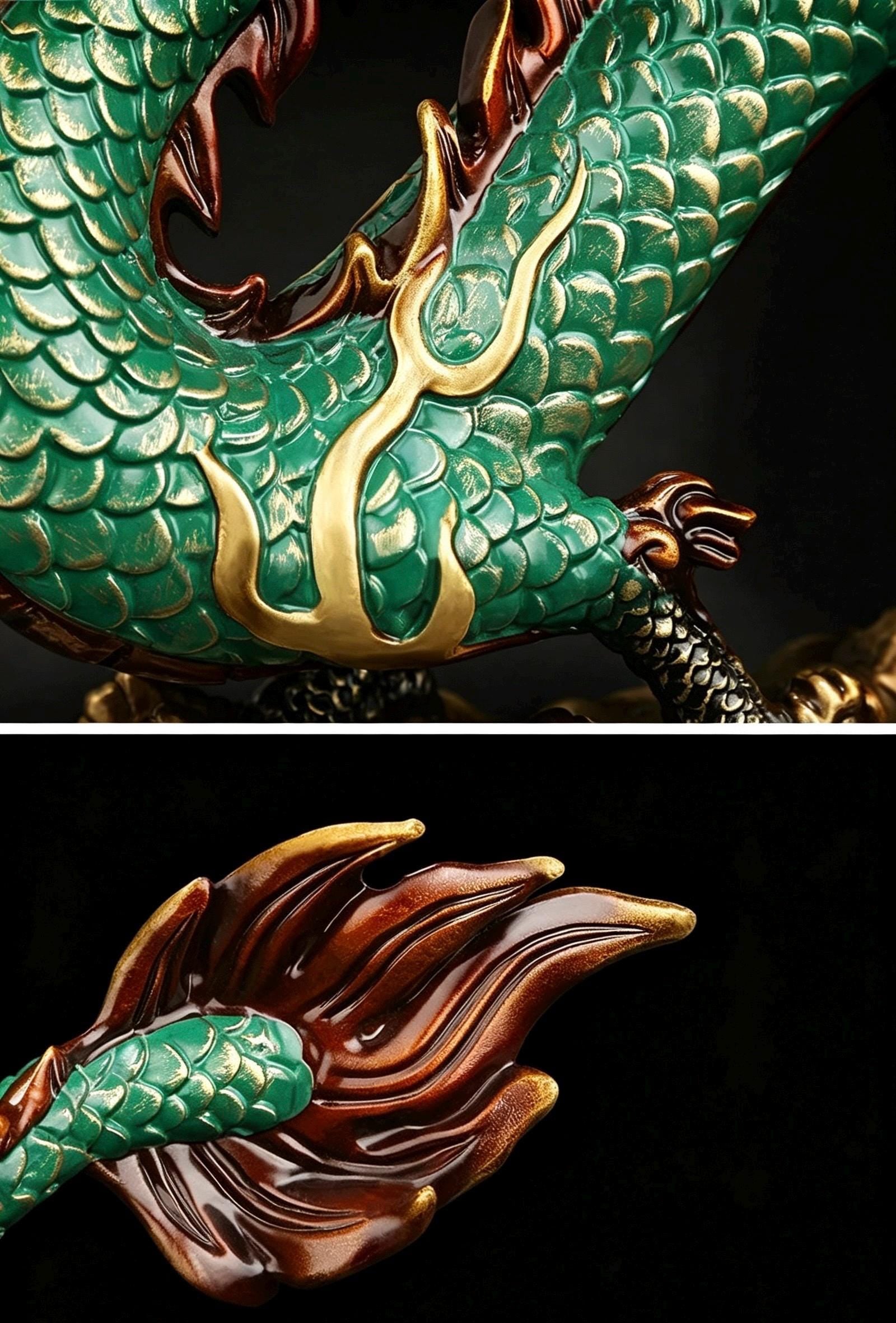 Brass Azure Dragon Statue, Feng Shui Wealth Mascot for Office & Living Room, Business Prosperity Decor Gift
