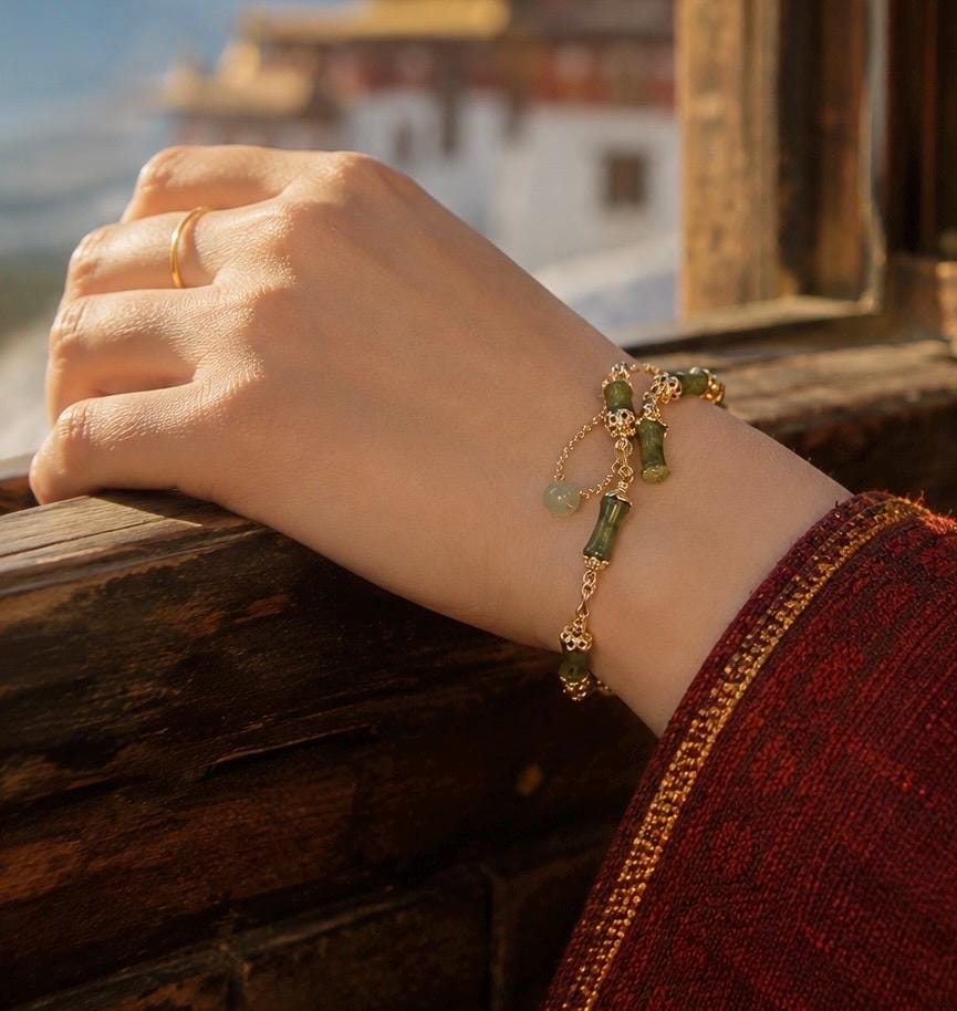 EverestArtStudios Bamboo Jade Bracelet – Symbol of Growth, Prosperity & Good Fortune
