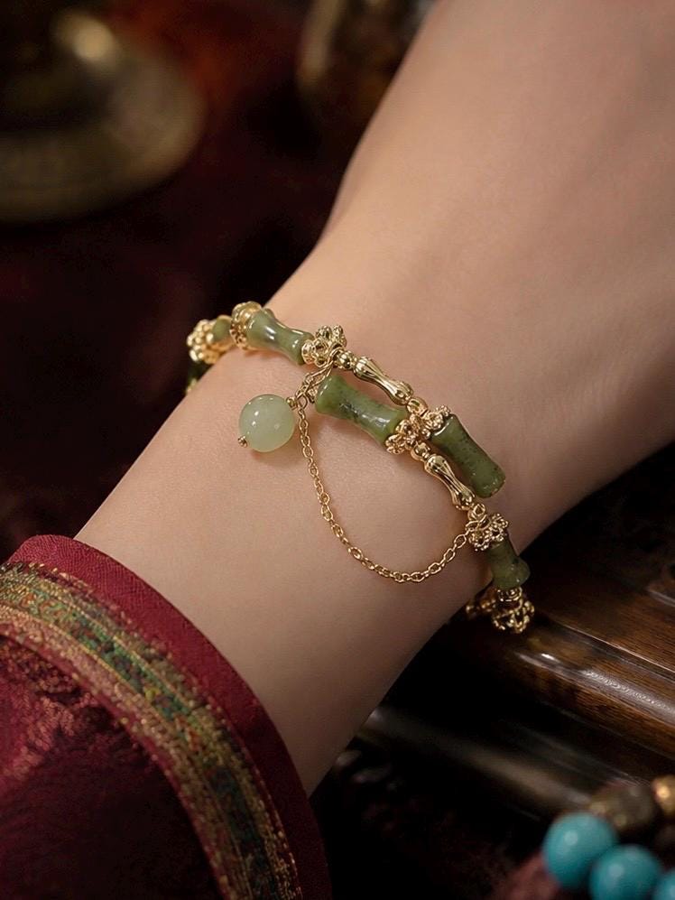 EverestArtStudios Bamboo Jade Bracelet – Symbol of Growth, Prosperity & Good Fortune