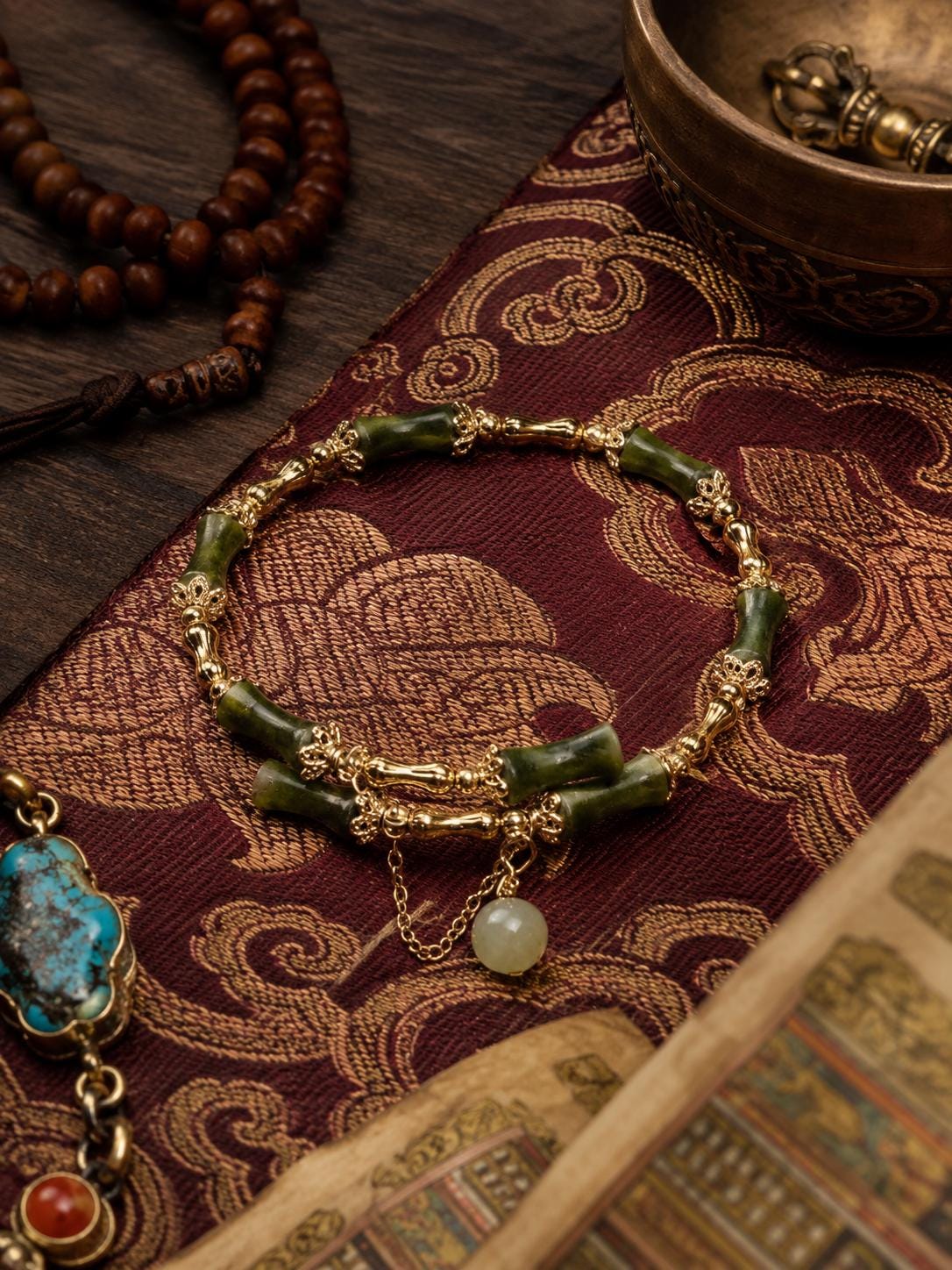 EverestArtStudios Bamboo Jade Bracelet – Symbol of Growth, Prosperity & Good Fortune