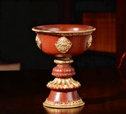 Nepalese Brass Tibetan Butter Lamp Holder, Carved Eight Auspicious Symbols Oil Lamp, Vajrayana Altar Decor Buddhist Blessing Gift