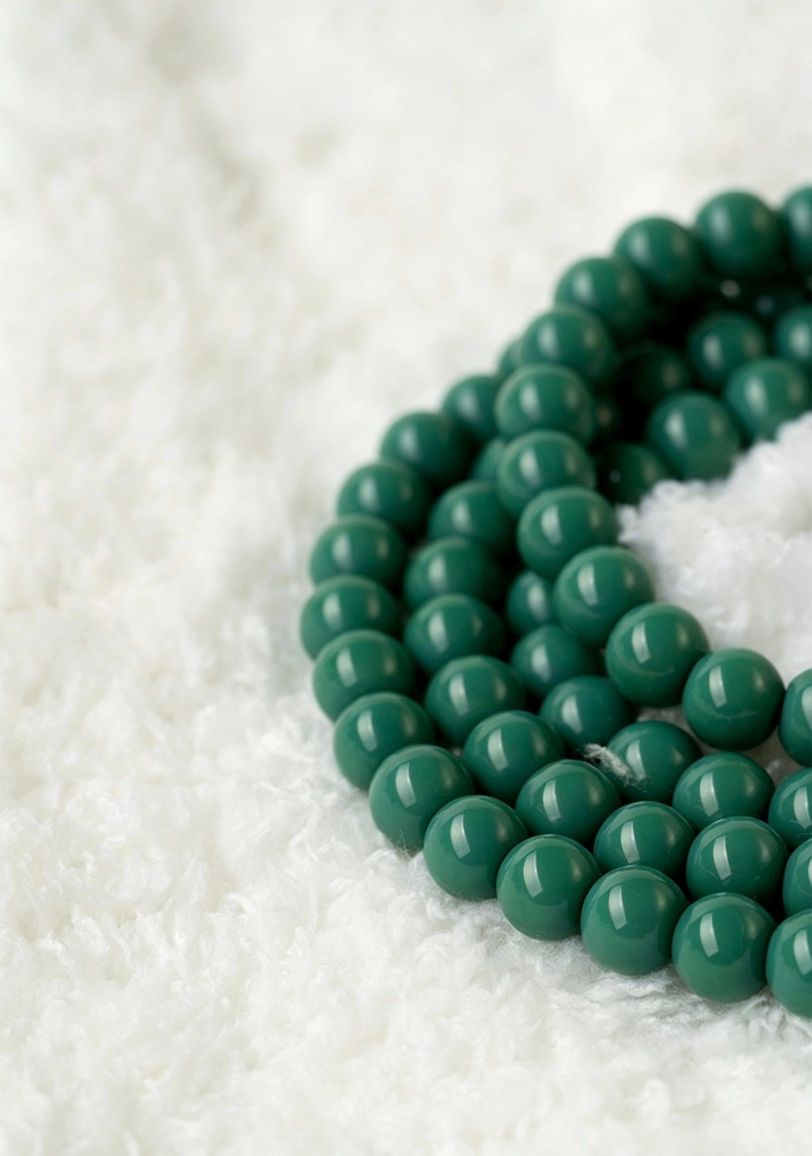 Turquoise Glass 108 Mala Beads 8mm, Silver Brass Lion Guru Bead Tibetan Prayer Rosary, Buddhist Meditation Necklace, Gift for Him Her
