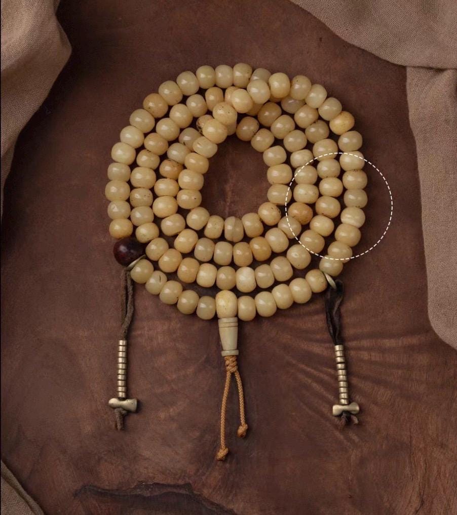 Natural Aged Hainan Star Moon Bodhi Seed 108 Mala Beads, Rare Camel Bone Pendant Buddhist Prayer Rosary, Meditation Necklace Gift