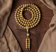 Natural Aged Hainan Star Moon Bodhi Seed 108 Mala Beads, Rare Camel Bone Pendant Buddhist Prayer Rosary, Meditation Necklace Gift