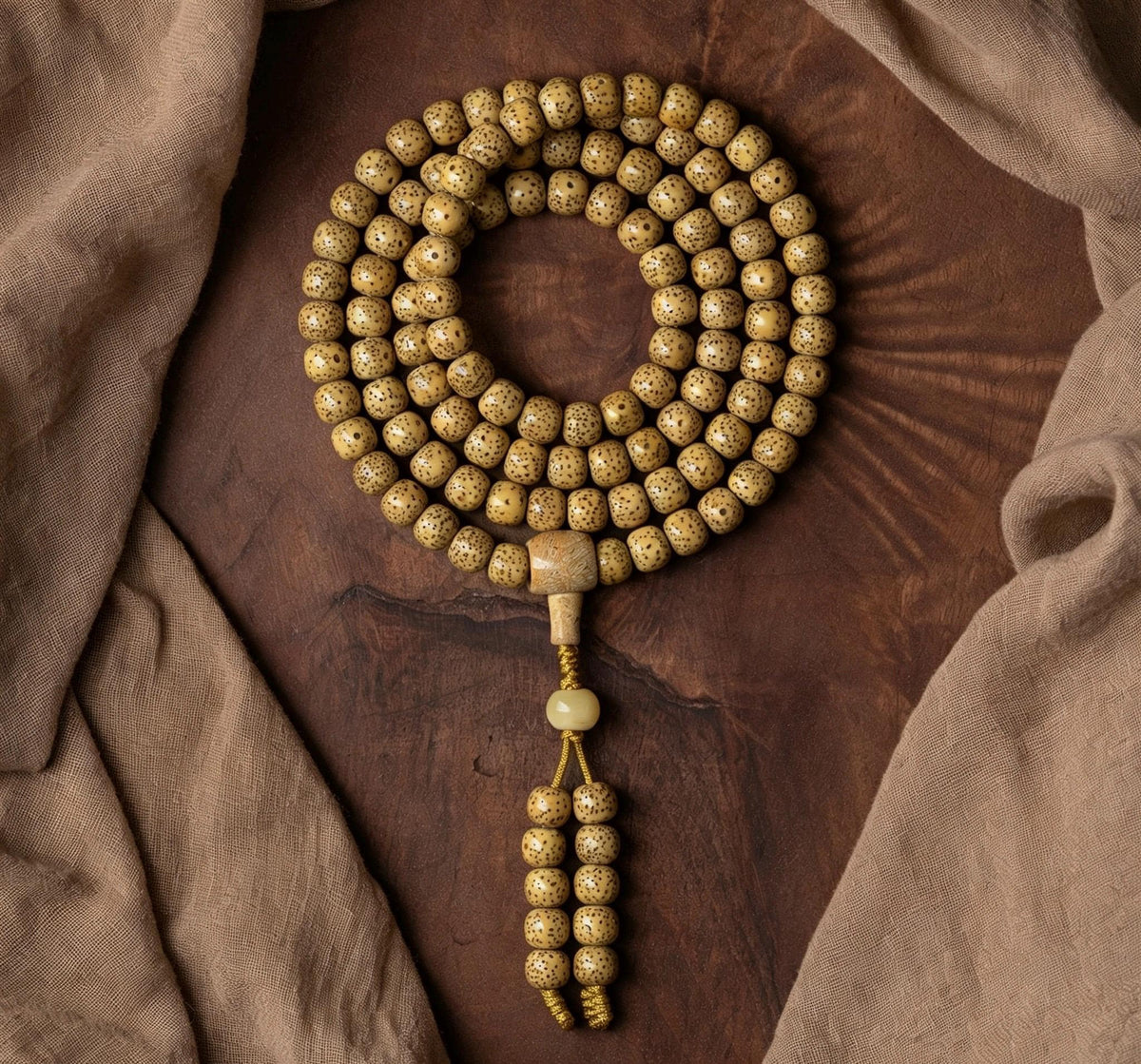 Natural Aged Hainan Star Moon Bodhi Seed 108 Mala Beads, Rare Camel Bone Pendant Buddhist Prayer Rosary, Meditation Necklace Gift
