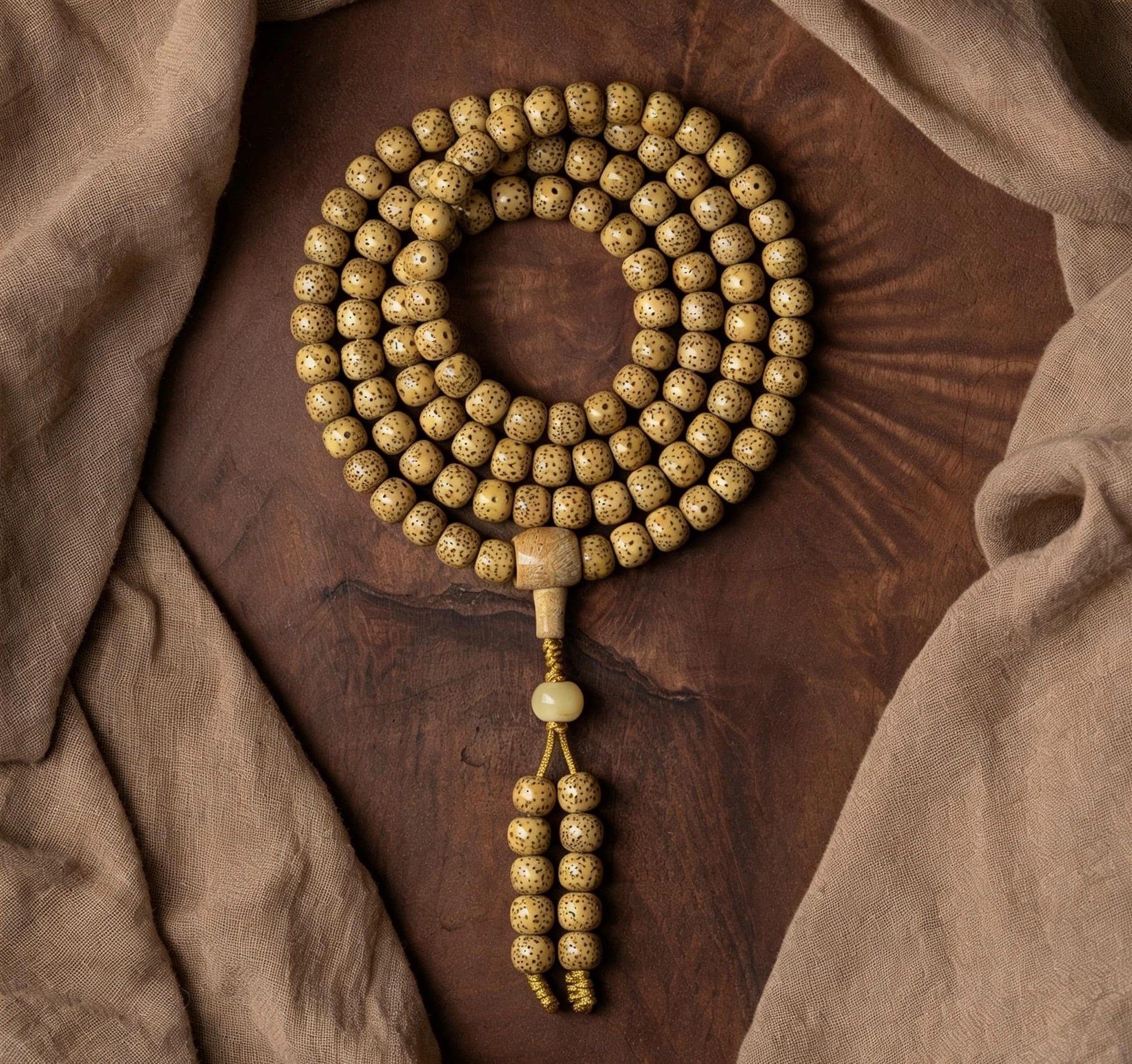 Natural Aged Hainan Star Moon Bodhi Seed 108 Mala Beads, Rare Camel Bone Pendant Buddhist Prayer Rosary, Meditation Necklace Gift