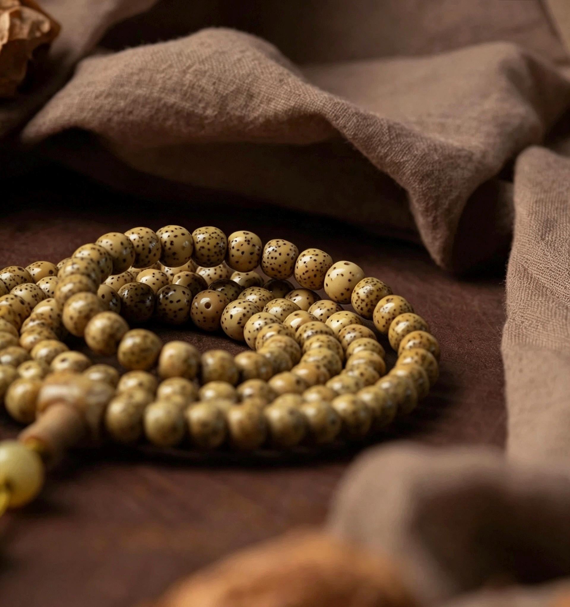 Natural Aged Hainan Star Moon Bodhi Seed 108 Mala Beads, Rare Camel Bone Pendant Buddhist Prayer Rosary, Meditation Necklace Gift