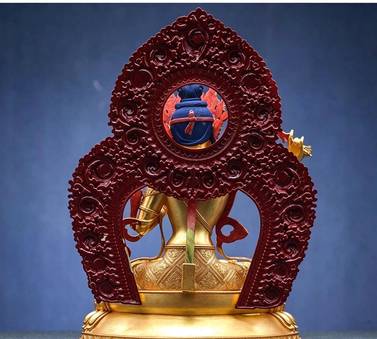 Tibetan Gilt Copper Manjushri Buddha Statue, Handcrafted Brass Manjushri Bodhisattva with Aureole, Tantric Shrine Sculpture Altar Decor