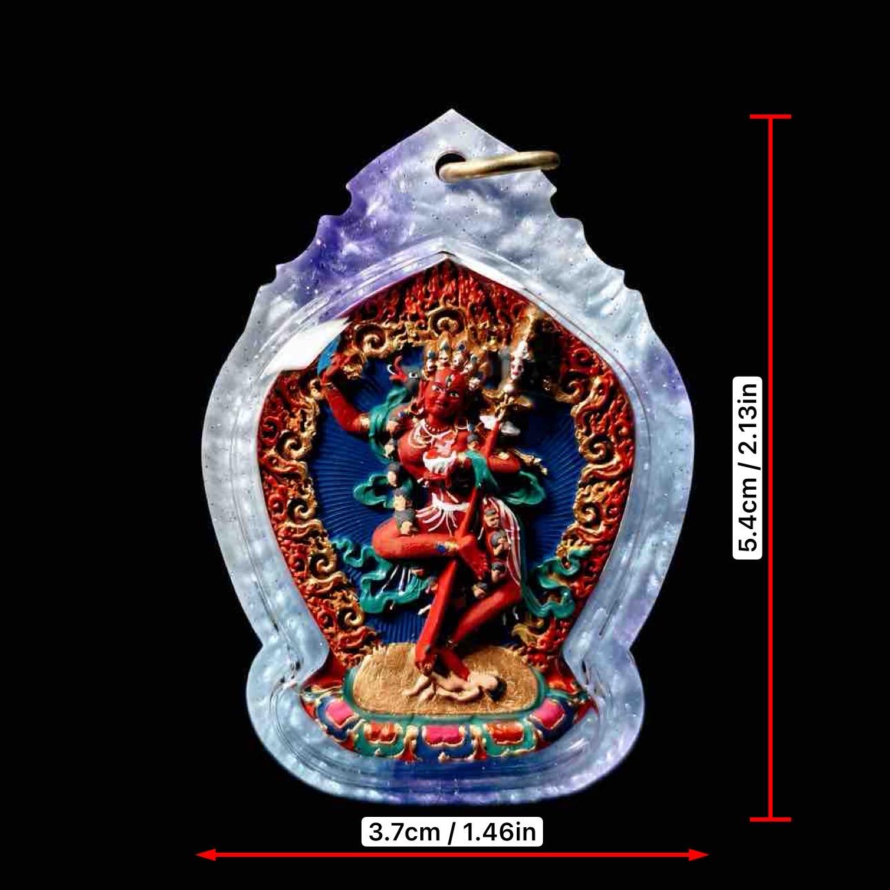 Handpainted Vajravarahi Tsa Tsa Pendant, Tibetan Diamond Sow Amulet, Laser Cut Waterproof Case Sacred Buddhist Protection Gift