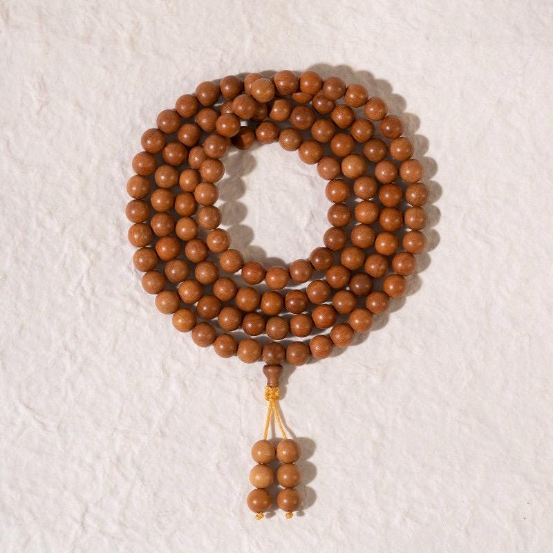 8mm Peach Wood 108 Mala Beads, Natural Peachwood Buddhist Prayer Beads Rosary, Meditation Necklace, Yoga Zen Jewelry Gift