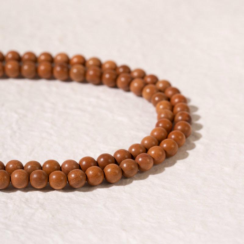 8mm Peach Wood 108 Mala Beads, Natural Peachwood Buddhist Prayer Beads Rosary, Meditation Necklace, Yoga Zen Jewelry Gift