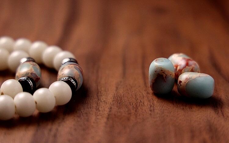 Original Tibetan White Bodhi Seed 108 Mala Beads Necklace, Natural Bodhi Root Rosary Bracelet with Dzi Bead, Zen Meditation Gift
