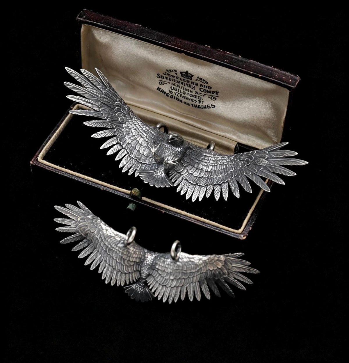 925 Sterling Silver Soaring Eagle Pendant Necklace, Vintage Flying Hawk Charm, Large Wingspan Eagle Jewelry, Biker Gift for Men