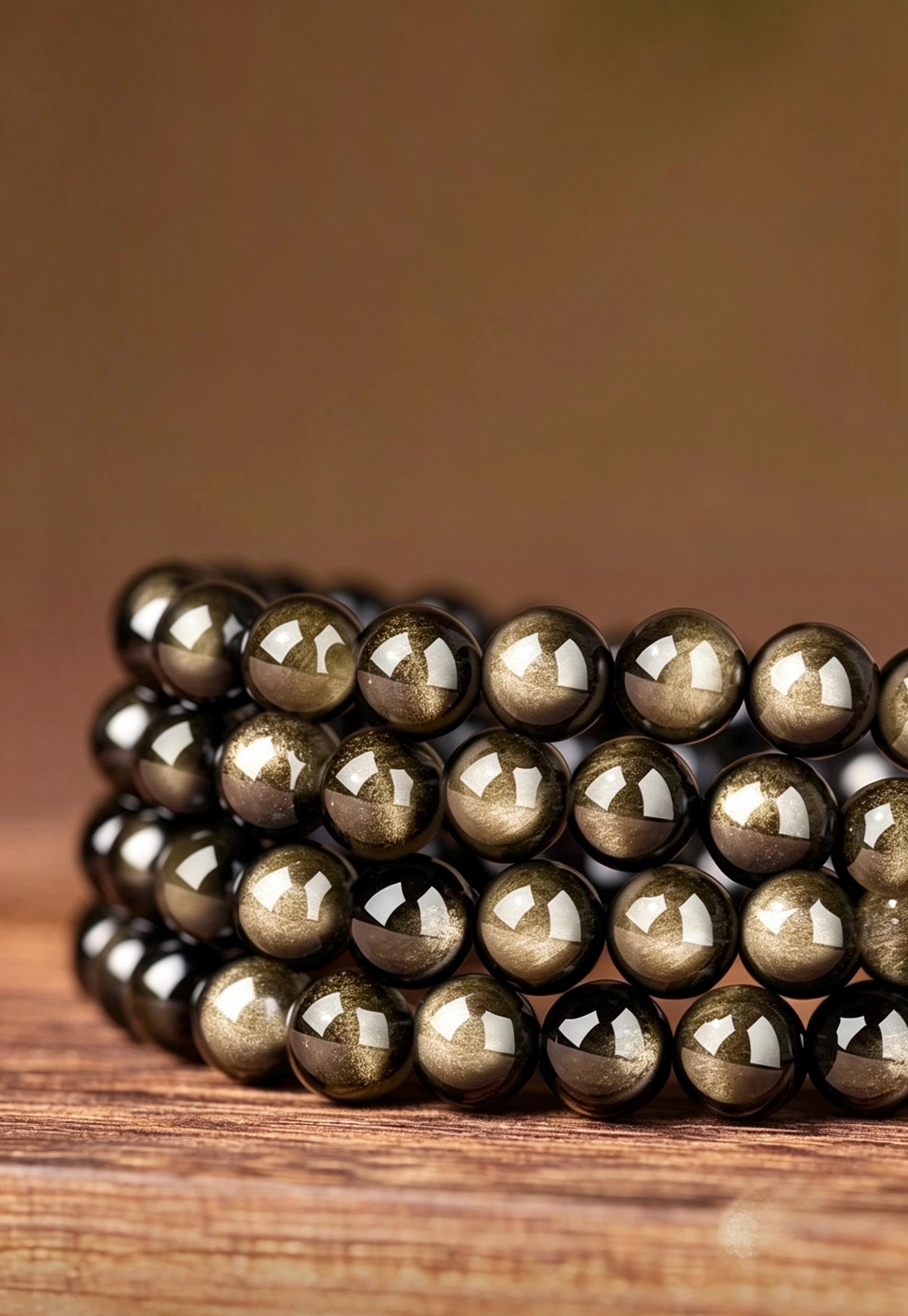 Natural Obsidian 108 Mala Beads Necklace, Gold Sheen Ice Black Obsidian Prayer Rosary Bracelet, Couples Meditation Gift 6mm 8mm 10mm