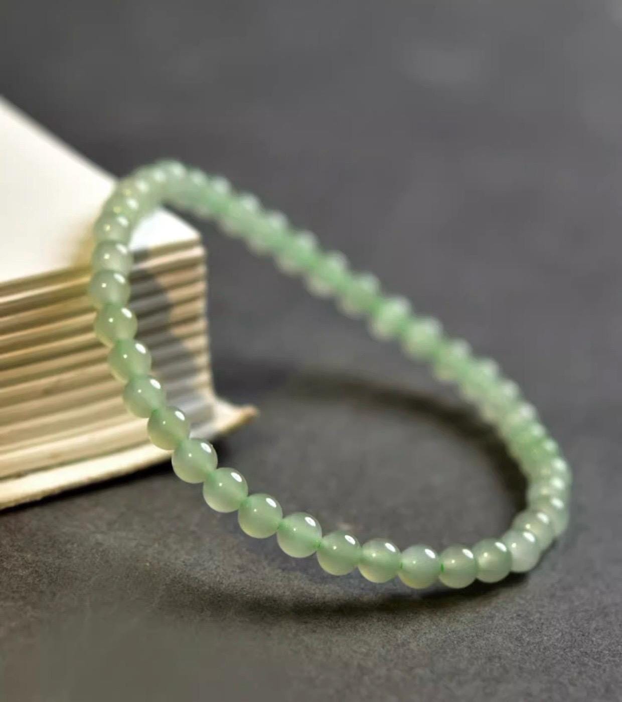 Natural Nephrite Jade Bracelet Green Jade Bead Bracelet Spinach Green Jade Stackable Gemstone Jewelry Gift for Her